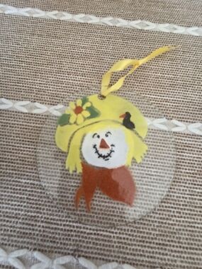 FOLIO Hand Painted Glass Scarecrow Suncatcher